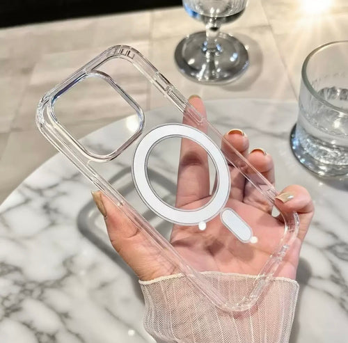 Étui magnétique transparent de protection pour téléphone portable