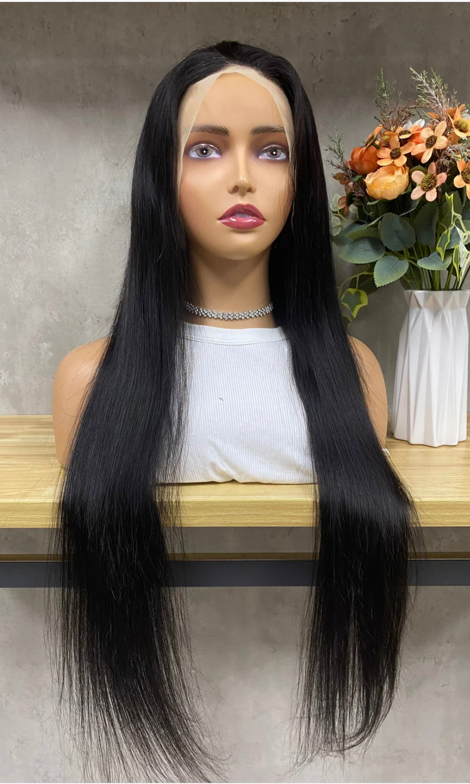 Perruque brésilienne, 100% cheveux humains, lace frontal, lisse, 180%