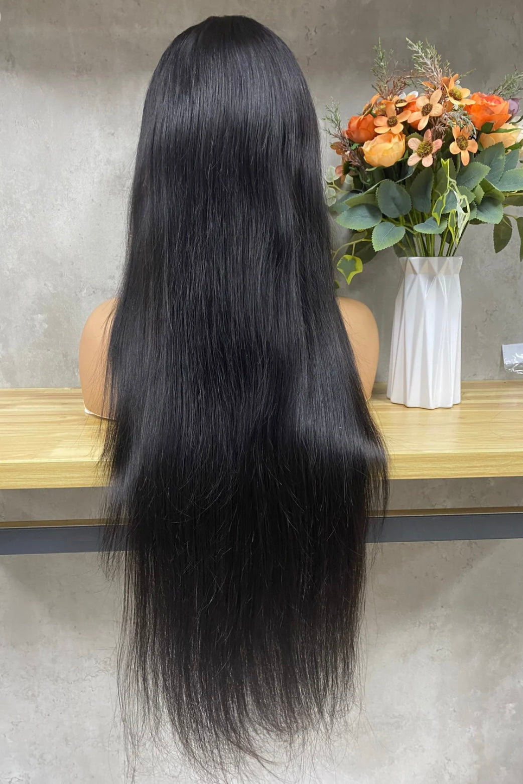 Perruque brésilienne, 100% cheveux humains, lace frontal, lisse, 180%